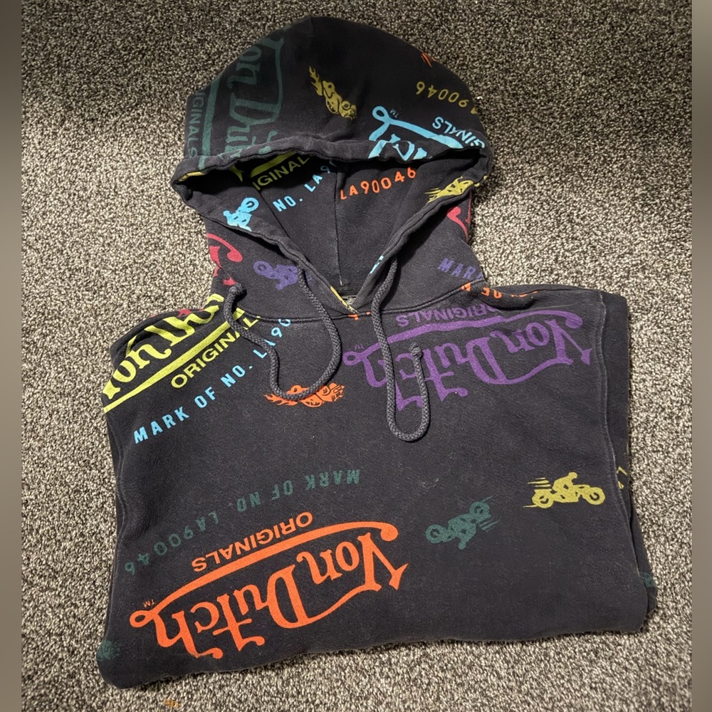 Black Von Dutch all over print hoodie